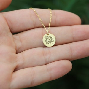 14k Gold Dainty Initial Necklace, Gold Name Necklace, Monogram Necklace Personalized Necklace,JX45