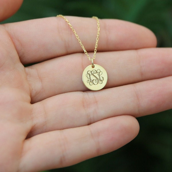 14k Gold Dainty Initial Necklace, Gold Name Necklace, Monogram Necklace Personalized Necklace,JX45