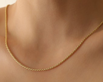 14k Gold Chain Necklace,Gold Filled Chain,Twist Chain Necklace, Chain Necklace in Gold Filled and Rose Gold,JX105