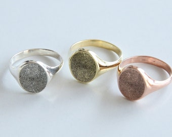 Fingerprint  Signet Ring,Handmade Personalized Jewelry, Statement Ring,Personalized Ring, Memorial Gift,JX21