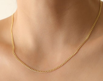 14k Gold Cuban Chain,Curb Chain Necklace,Cable Chain,Everyday Chain, Gold Chain Necklace,Gold Necklace,JX104