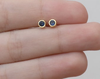 Sapphire Gemstone Stud Earrings,Dainty Blue Earrings,Stud Earrings JX60