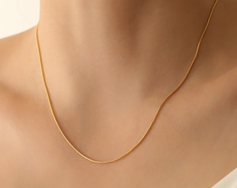 14K Gold Snake Chain Necklace, Choker Herringbone Necklace, Snake Chain Necklace | Silver, Gold, Rose Gold,JX110