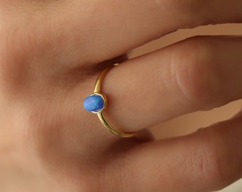 14k Gold Opal Ring, Dainty Ring, Blue Opal Ring, Minimalist Ring,Real Opal ring,JX65