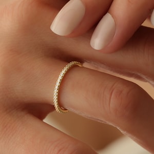 14K Promise Ring, Engagement Ring, Gold Eternity Ring,Eternity Band, Thin Wedding Band| Sterling Silver, Gold, Rose Gold,JX112