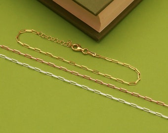 14k Gold Link Chain Bracelet,Paperclip Chain Bracelet,Everyday Chain Bracelet,Layering Chain, JX122