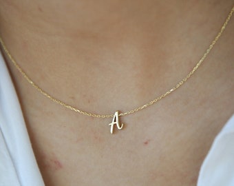 14k Gold Initial Necklace,Dainty  Necklace, Personalized Necklace, Letter Necklace, Personalized Gifts,Bridesmaid Gifts,JX13