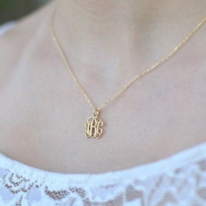 14k Gold Dainty Monogram Necklace-İnitial Necklace-Personalized Necklace-Personalized Jewelry-Letter Necklace-JX04 image 1