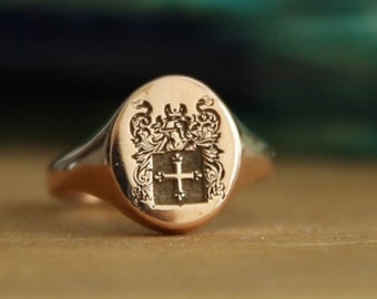 Family Crest Ring-Coat of Arms-Custom Signet Ring-Personalized Jewelry-Personalized Ring-Gold Ring-JX21