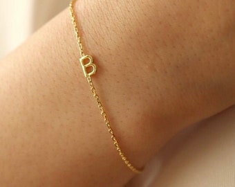 14k Solid Gold  Initial Bracelet, Personalized Bracelet,Initial Bracelet, Letter Bracelet-Personalized Gift-JX11