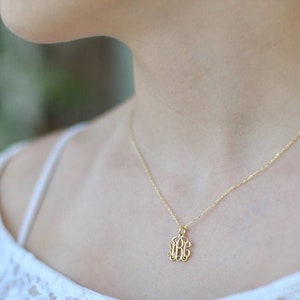 14k Gold Dainty Monogram Necklace-İnitial Necklace-Personalized Necklace-Personalized Jewelry-Letter Necklace-JX04 image 3