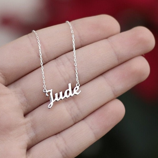 Sterling Silver Name Necklace-Name Plate Necklace-Personalized Necklace-Customized Jewelry-Personalized Gifts,Initial Necklace-JX02
