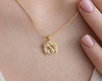 Silver  Monogram Necklace-Tiny İnitial Necklace-Letter  Necklace-Personalized Jewelry-Gift For Mom-JX04