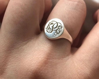 Signet Ring-Personalized Ring-Gold Signet Ring-Initial Ring-Engraved Ring-Monogram Ring-Personalized Gift-Womens Letter Ring-JX16