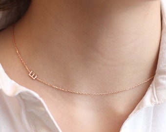 14k Gold Initial Halskette-Dainty Halskette-Custom Halskette-Geschenk für sie, personalisierter Schmuck, Buchstabe Halskette, personalisierte Halskette-JX01