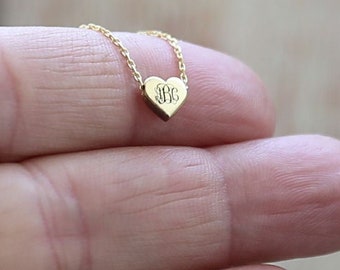 14k Gold Tiny İnitial Necklace-Heart Necklace-Monogram Necklace-Customized Necklace-Personalized Jewelry-Letter Necklace-JX25