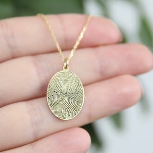 14k Gold Fingerprint Necklace,Personalized Necklace,Fingerprint Jewelry,Memorial Gifts,Bridesmaid Gifts,JX21