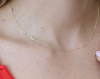 14k Solid Gold Initial Necklace,Initial Necklace, Personalized Gifts-Letter Necklace,Jx11