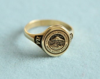 Custom College Class Ring,School Ring,Signet Ring,Graduation Ring,Personalized Ring,High School Class Ring,College Ring-JX21