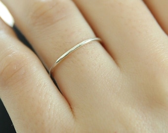 Solid 14k White Gold,Stacking Ring,Thin Gold Ring,Dainty Stackable Ring,Real Gold Ring,Minimalist Ring,Jx11