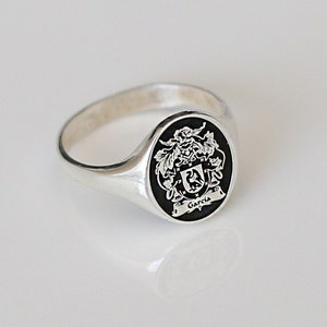Sterling Silver Family Crest Ring-Coat of Arms-Custom Signet Ring-Personalized Jewelry-Personalized Ring-Gold Ring-JX21