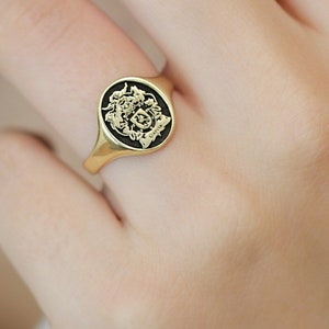 Custom Coat of Arms Signet Ring, Family Crest Rings, Family Crest Signet Ring, Custom Signet Ring, Crest Ring, Family Rings,Ring-JX21