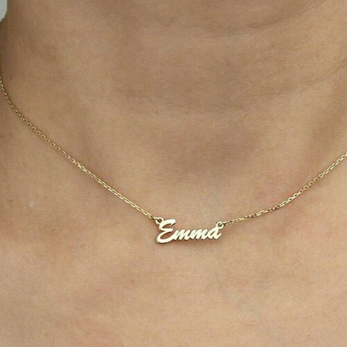 14K Solid Gold Choker Necklace-name 