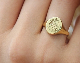 14k Gold Custom Family Crest Ring-Coat of Arms-Custom Signet Ring-Personalized Jewelry-Personalized Ring-Gold Ring-JX21