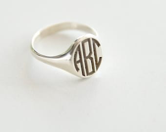 Sterling Silver  Signet Ring,Personalized  Gifts,Custom Initial Ring,Gift For Mom,Letter Ring,JX50