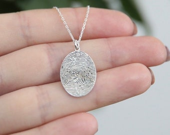 Sterling Silver Fingerprint Necklace,Gift For Her,Personalized Necklace,Fingerprint Jewelry,JX21