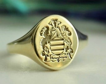 14k Gold Family Crest Ring-Coat of Arms-Custom Signet Ring-Personalized Jewelry-Personalized Ring-Gold Ring-JX21