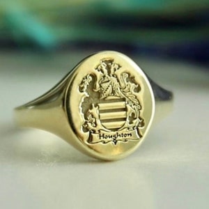 14k Gold Family Crest Ring-Coat of Arms-Custom Signet Ring-Personalized Jewelry-Personalized Ring-Gold Ring-JX21