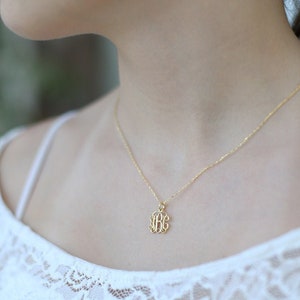 14k Gold Dainty Monogram Necklace-İnitial Necklace-Personalized Necklace-Personalized Jewelry-Letter Necklace-JX04 image 5