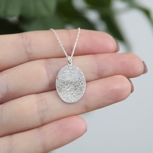 Sterling Silver Fingerprint Necklace,Gift For Her,Personalized Necklace,Fingerprint Jewelry,JX21