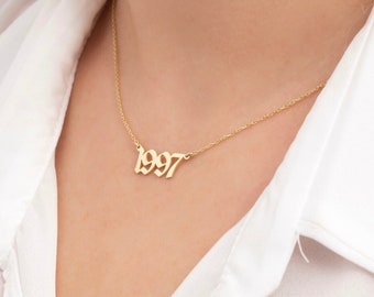 14k Solid Gold,Year Necklace,Custom Number Necklace, Personalized Necklace, Birthday Gifts, Personalized Gifts,JX11