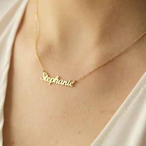 14k Gold Namenskette, zierliche Halskette, personalisierte Geschenke, personalisierte Halskette-Geschenk für Her-JX02 Bild 2