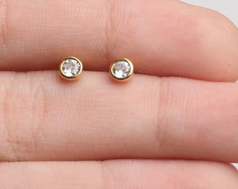 Diamond Stud Earrings,Dainty Diamond Earrings,Minimalist Earrings,Pair with any of Your Sets,Gift For Her,Birthday Gift,JX85