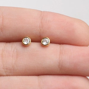 Diamond Stud Earrings,Dainty Diamond Earrings,Minimalist Earrings,Pair with any of Your Sets,Gift For Her,Birthday Gift,JX85 image 1