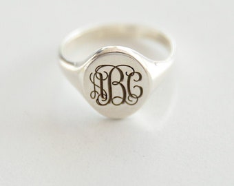 Sterling Silver Signet Ring,Personalized Jewelry,Bridesmaid Gift,Custom Initial Ring,Gift For Mom,Letter Ring,JX16