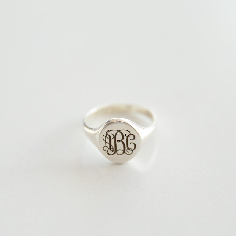 14k Gold Initial Signet Ring,Personalized Monogram Ring,Engraved Signet Ring,Custom Initial Ring,Mothers Day Gift,Letter Ring,JX16 image 2