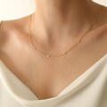 14K Gold Diamond Chain Necklace, Gold Diamond Station Necklace, Dainty Necklace,Gift For Her, Birthday Gift,JX114