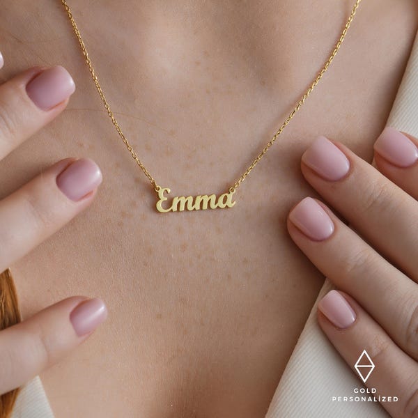 14k Gold Name Necklace, Dainty Necklace, Personalized Gifts,Personalized Necklace-Gift For Her-JX02