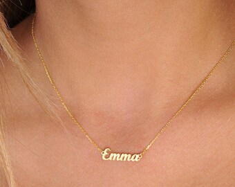 Tiny Name Necklace-Gold Name Necklace-Personalized Jewelry-Name Jewelry-Gift•Bridesmaids Jewelry.-Gold Jewelry-Jewelry-Personalized Necklace