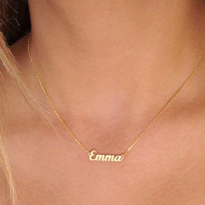 14k Solid Gold Name Necklace-Customized Necklace-Personalized Necklace-Personalized Jewelry-Birthday Gifts-Gift For Her-JX11 image 2