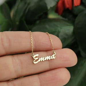 14k Solid Gold Tiny Name Necklace, Personalized Necklace, Personalized Jewelry,Custom Name Necklace-JX05 image 1