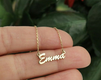 14k Solid Gold Tiny Name Necklace, Personalized Necklace, Personalized Jewelry,Custom Name Necklace-JX05