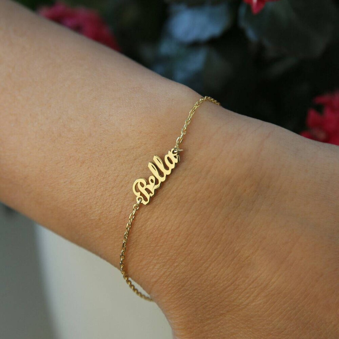 14k Solid GoldTiny Name BraceletGold BraceletName Etsy