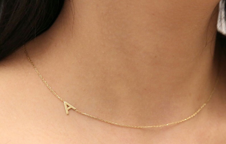 14k Gold Initial Necklace,Personalized Necklace,Gift For Her,Dainty Necklace,Letter Necklace,Personalized Jewelry, JX01 image 3