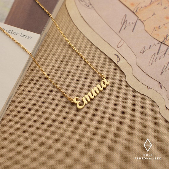 14k Solid Gold Name Necklace, Personalized Letter Necklace, Dainty Custom Jewelry, Gift for Her