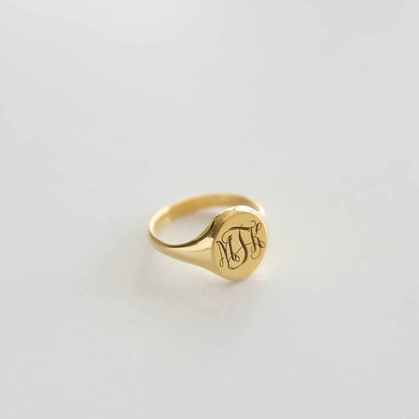 14k Gold Initial Signet Ringpersonalized Monogram - Etsy